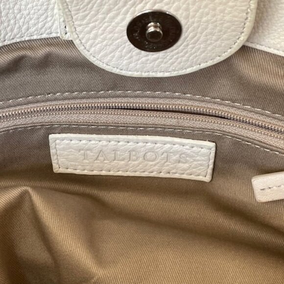 TALBOTS Leather White Silver Large Tote Bag NWOT - Picture 9 of 16